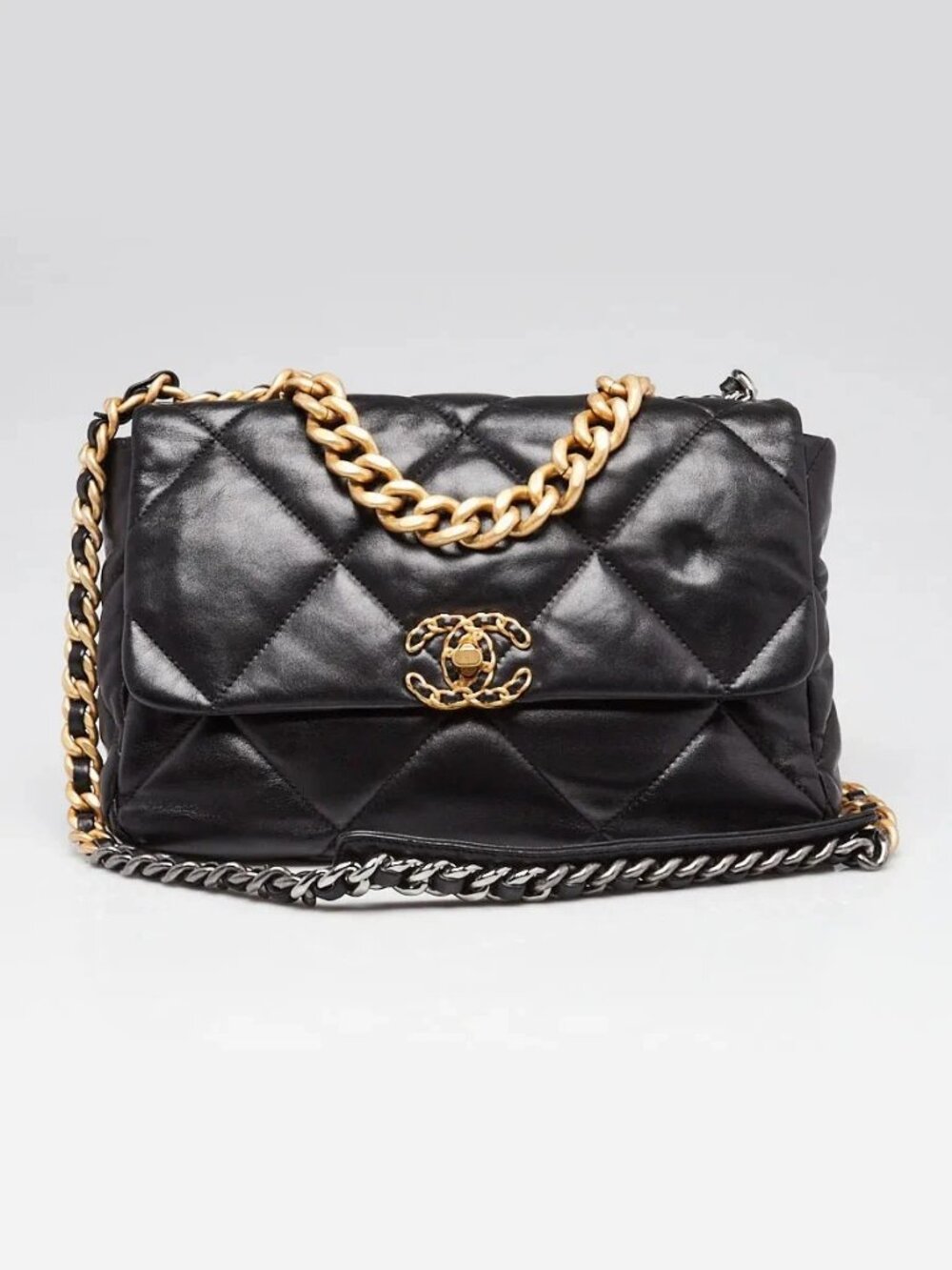 Chanel Black Quilted Goatskin Leather Chanel 19 Large Flap Bag